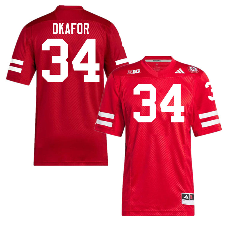 Men #34 Preston Okafor Nebraska Cornhuskers College Football Jerseys Stitched Sale-Scarlet